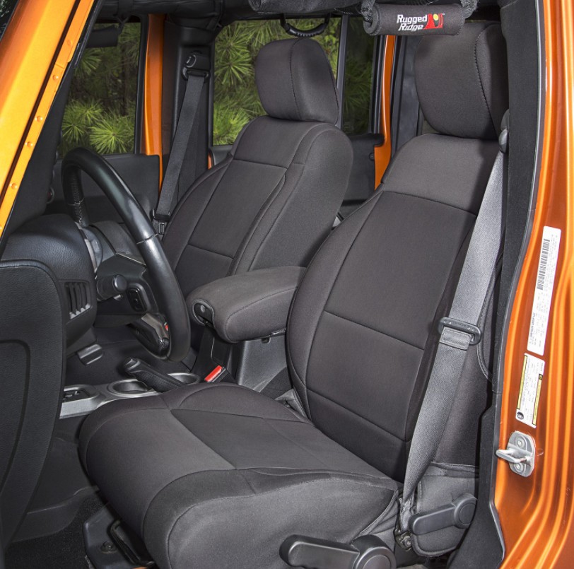 Rugged Ridge Front Black Neoprene Seat Covers | 11-18 Jeep Wrangler JK