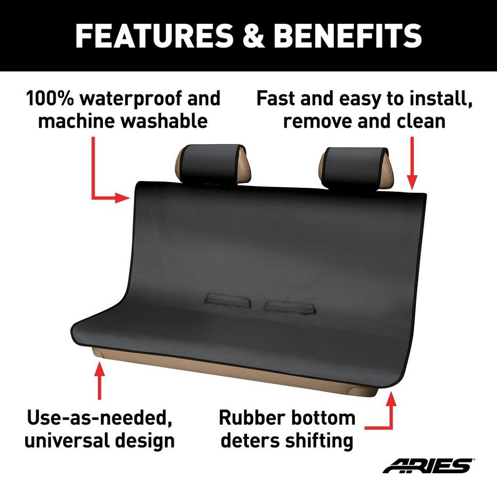Aries Universal Seat Cover Bench Seat | Black | Rear |