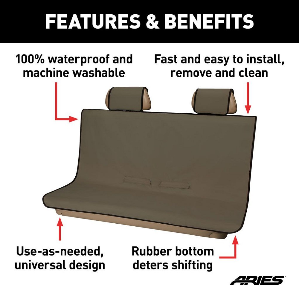 Aries Universal XL Bench Seat Cover | Brown | Rear |