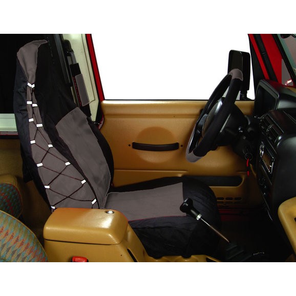 Rampage Products Front Seat Cover Kit Black/Grey  | Jeep Wrangler YJ | Jeep Wrangler TJ