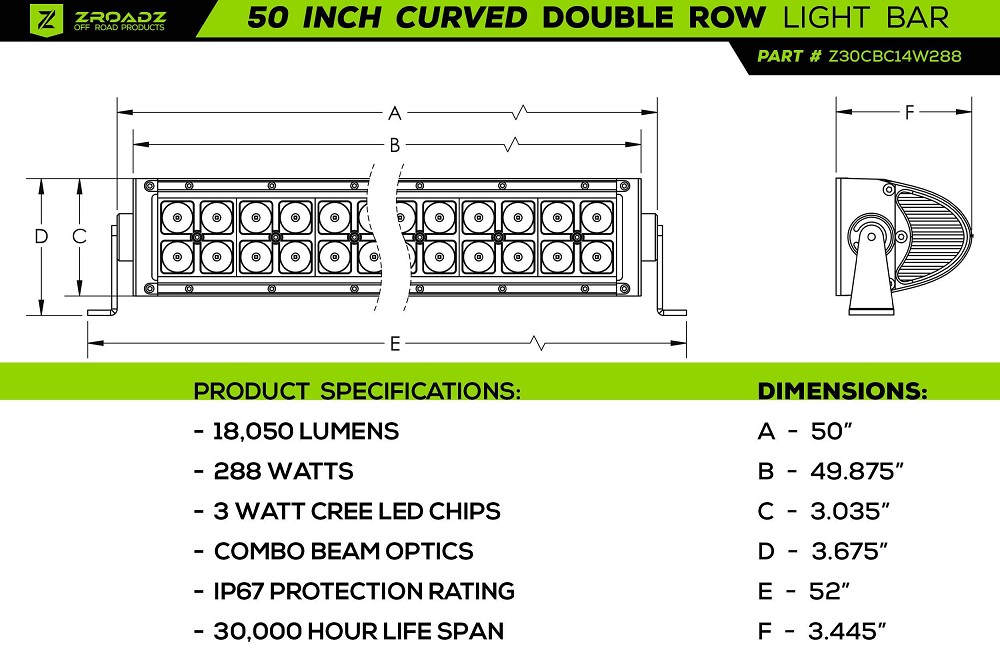 Zroadz 50" Curved Lightbar Kit | Roof | 19+ RAM1500