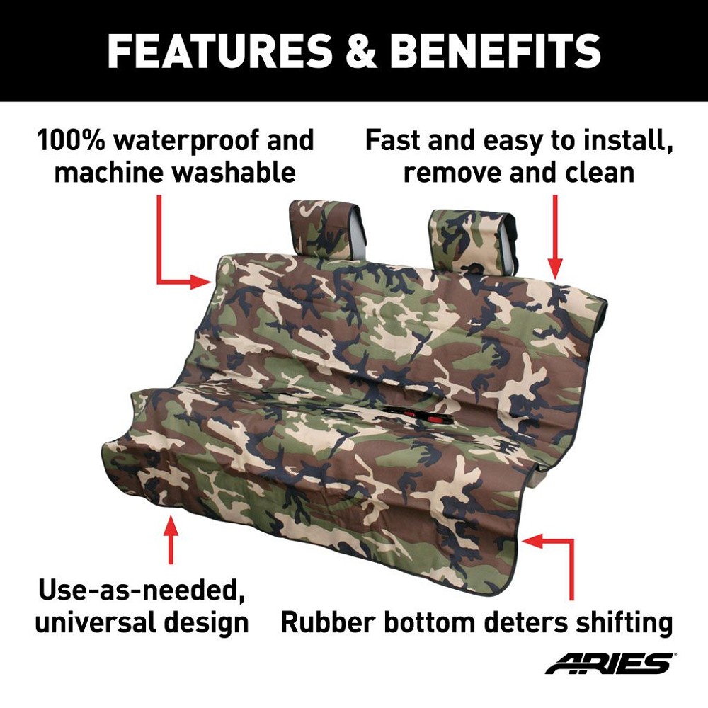 Aries Universal Seat Cover Bench Seat | Camo | Rear |